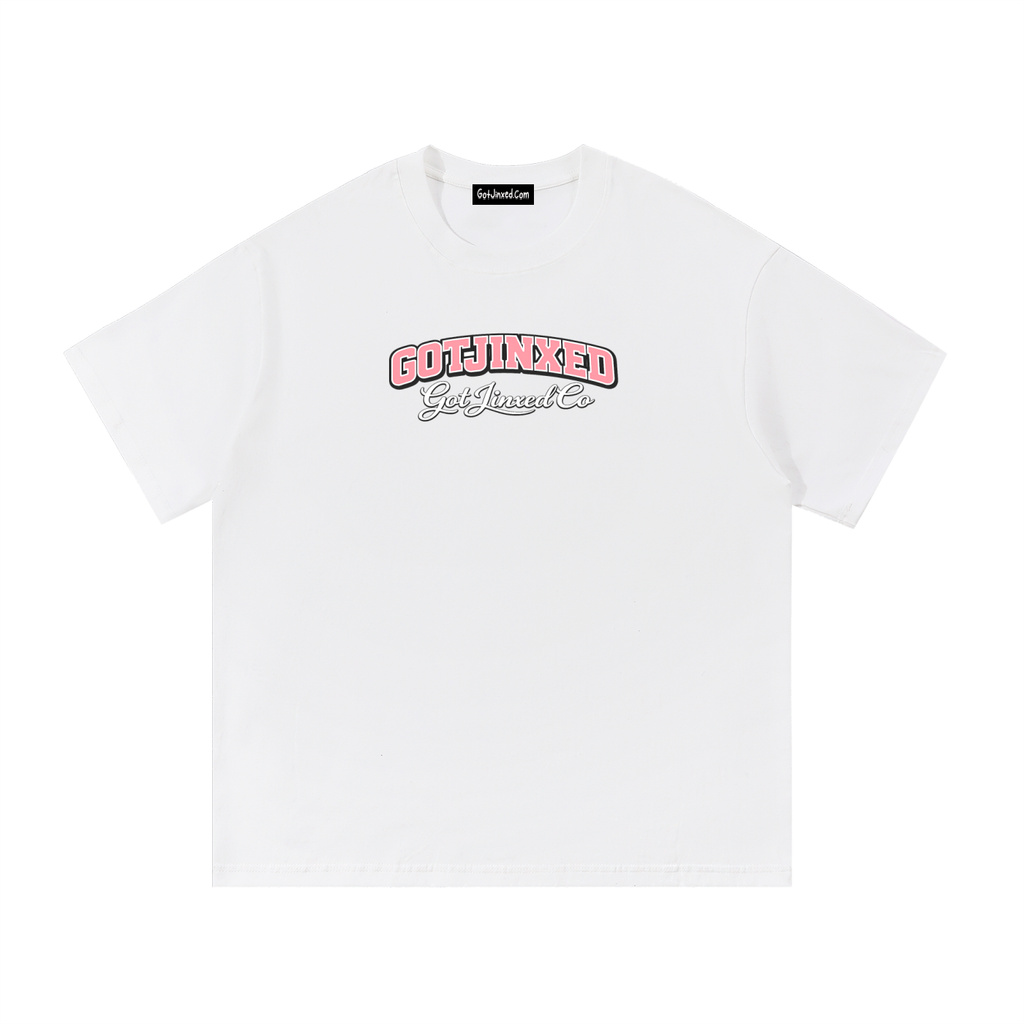 GotJinxed Varsity Tee [WHITE/PINK]